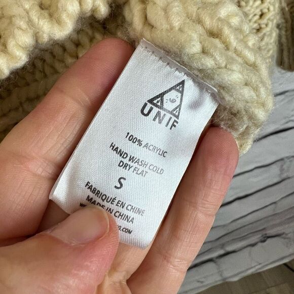 UNIF x Urban Outfitters Women's Chunky Knit Pullover Sweater Beige S - Picture 7 of 7